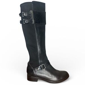 Cole Haan Black Tennley Riding Boots with Buckle Detail Size 7